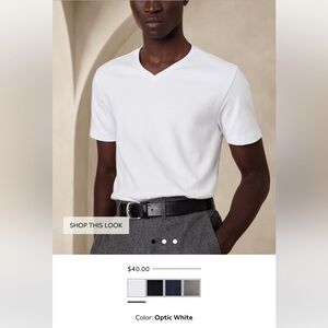 2 Pack - Banana Republic Mens Luxury Touch V-Neck Tshirt - Size Large - White